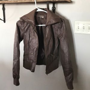 Brown faux leather jacket